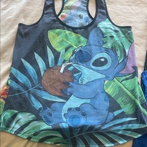 Disney Blue and Green Stitch Tank Top